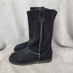 UGG Shoes Womens Size 9 Black Perforated Leather Unlined Tall Boots *Read*